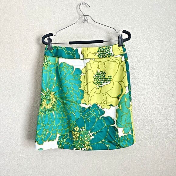 Ann Taylor Skirt Womens Petite Size 4 Silk Blend Floral Pleated Multicolor - Picture 2 of 6